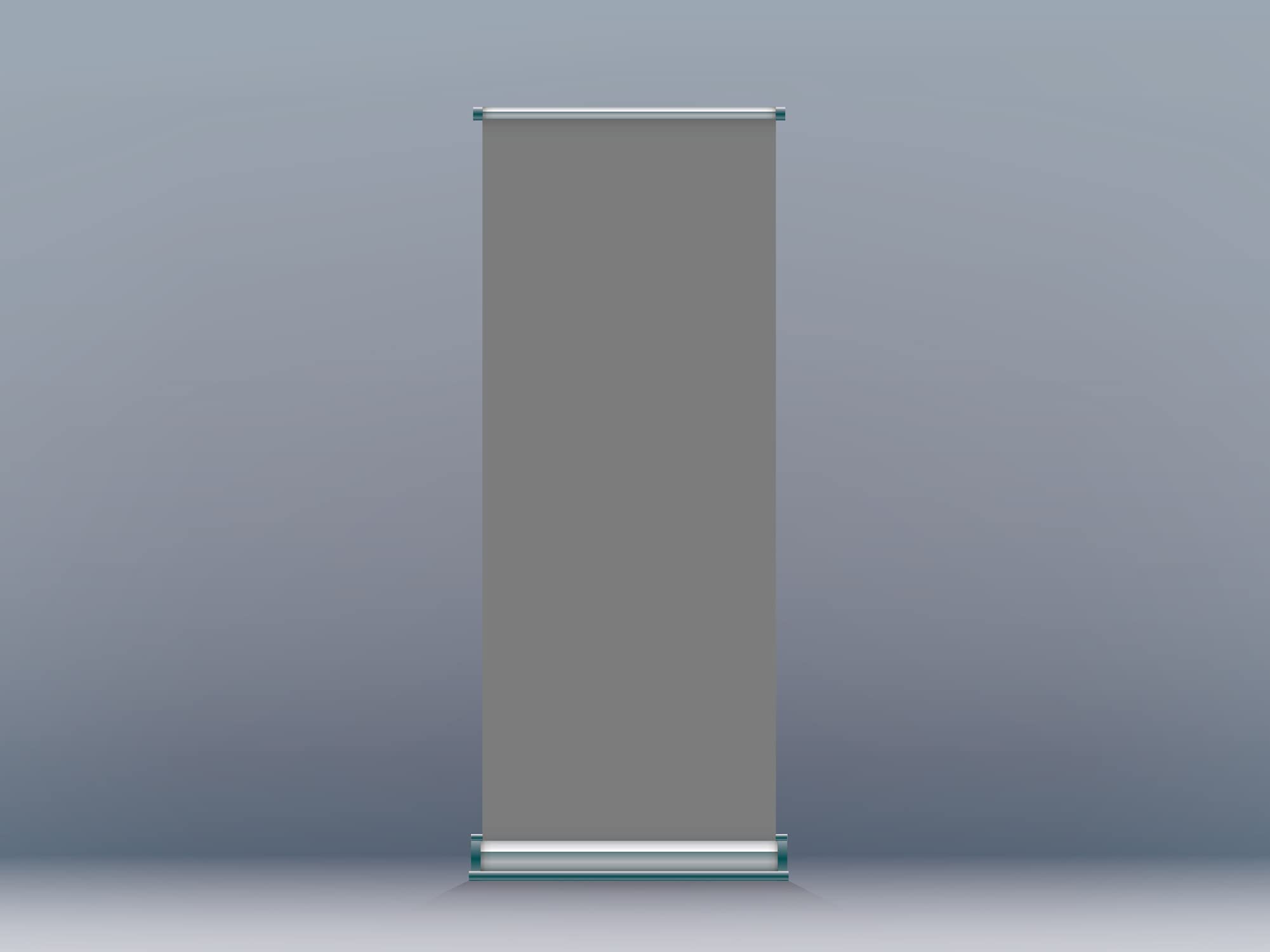 Oedim Roll Up Chrom Grau, 85 x 200 cm, Druck inklusive, maximaler Druckqualität, Anti-Kurven, Anti-Schaukel, Werbeaufsteller