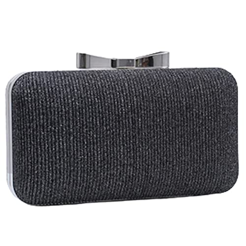 Tassety Bolso de mano de noche para mujer, bolso de mano para boda, fiesta nupcial, bolso de hombro sólido con de lazo, color gris oscuro, gris oscuro
