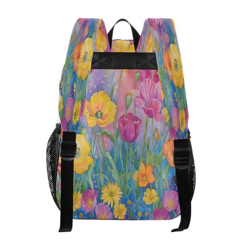 Watercolor Flower Watercolor Colorful Clear Backpack Heavy Duty See Through Transparent PVC BookBag for Kids Boy Girl School Work3