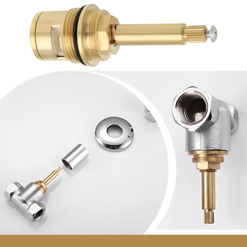 LT Easiyl BSP 3/4 Zoll Rotmessing-Wasserhahn-Ventilkartusche für Dusche Und Badewanne Vierteldrehung 20 Zähne Keramik-Wasserhahnkartusche für Küchen Waschräume (Öffnen Im Uhrzeigersinn)