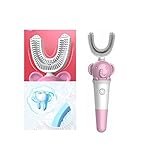 Hjkjamz. Kinderzahnbürste U-förmige Automatik 360 ° Elektrische Zahnbürste Kinder Alter 3-12, Zahnbürste, Automatische Sonic-Zahnbürste, eine ergonomische Zahnbürst, Pink