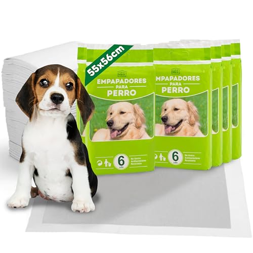 Mundo Home 144X Empapadores Perros 55x56cm Ultra Absorbente - Empapadores Perros Grandes y Pequeños a Prueba de Fugas - Empapadores Desechables Perros y Gatos - Almohadillas de Adiestramiento Perros