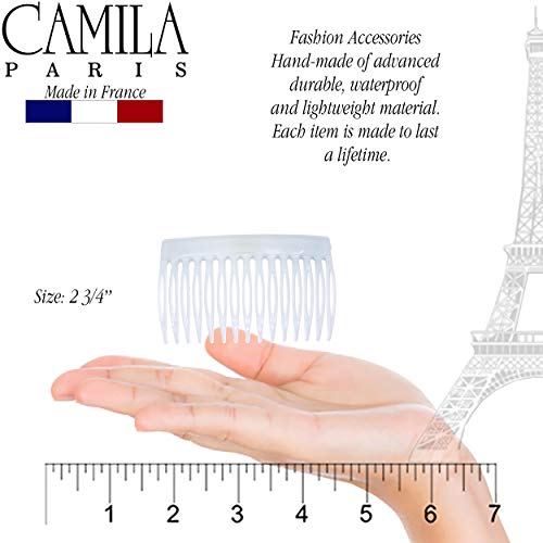 Camila Paris Cp3111 French Hair Side Comb, Small, Curved White French Twist Hair Combs Decorative, Strong Hold Hair Clips For Women Bun Chignon Up-Do Styling Girls Hair Accessories, Made In France #TOP2