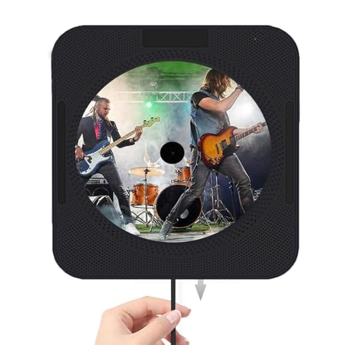 HoneTeek - Reproductor de CD para el hogar, reproductor de CD de montaje en pared con Bluetooth, reproductor de música portátil para el hogar con control remoto, reproductor de CD personal, altavoces