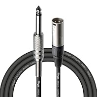 Length 3 meters diameter 6 mm XLR plug connector to TS socket (unbalanced) color black