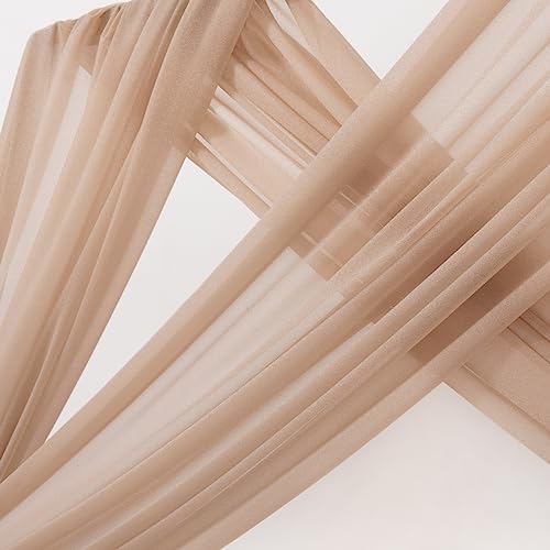 Image of MLMC Nude Wedding Arch Draping Fabric 4 Panels 29 inch x 20 FT Extra Long Gauze Drapes Sheer Backdrop Curtains 6.6 Yards Outdoor Drapery Panels for Wedding Ceremony Party Ceiling Decoration