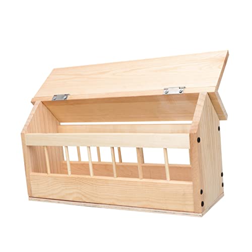 UPKOCH 木製 多槽式 鳩用餌箱 小鳥用給餌器 鶏 オカメインコ オウム対応 大容量設計 餌と水の供給可能 水しぶき防止