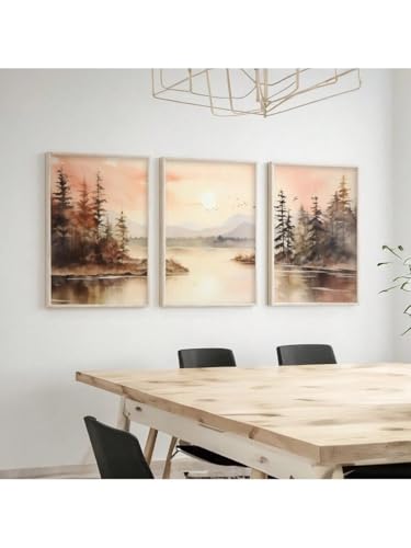 Tableau aquarelle paysage de montagne pour sublimer votre salon chaleureux