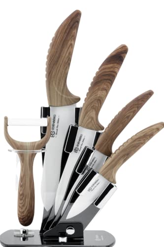 Set de 6 couteaux de cuisine en céramique avec support en acrylique et multifonctions pour une découpe parfaite des aliments EDENBERG EB-7751W Cover