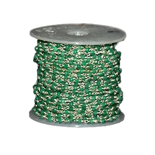 Chaîne émeraude facettée de qualité gemme et fil argenté pour bijoux de luxe