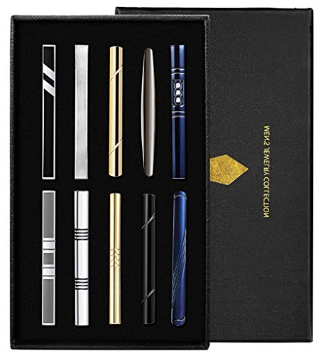 YADOCA Tie Clips Set for Men Regular Classic Tie Bar Clips Pinch Wedding Business Tie Clips with Gift Box