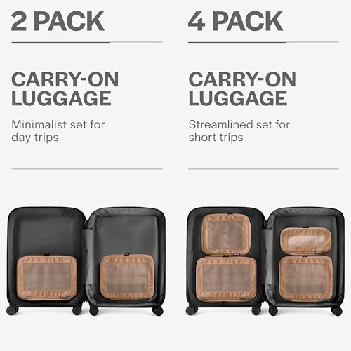 Image of Aerotrunk Compression Packing Cubes for Travel - Luggage Organizer Bags - Double Zipper Packing Cubes for Suitcases (2-Pack, Mocha)
