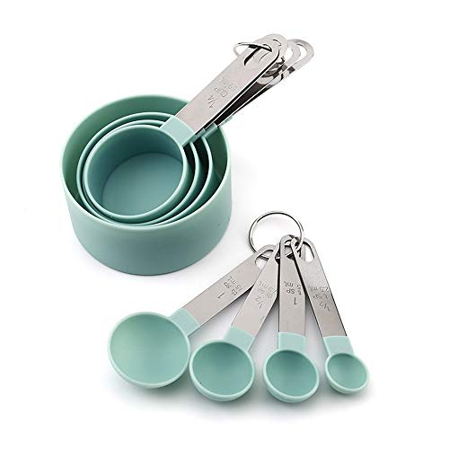 Olymajy Baking Measuring Cup Tools, Measuring Spoons, 8 stuks blauwe plastic maatbekers en lepels, keuken kookgerei voor vloeistoffen en vaste stoffen - Image 8