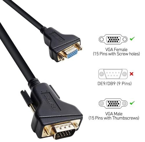 Image of BENFEI VGA Extension Cable, VGA Male to Female Cable,1.8 Meter /6 Feet