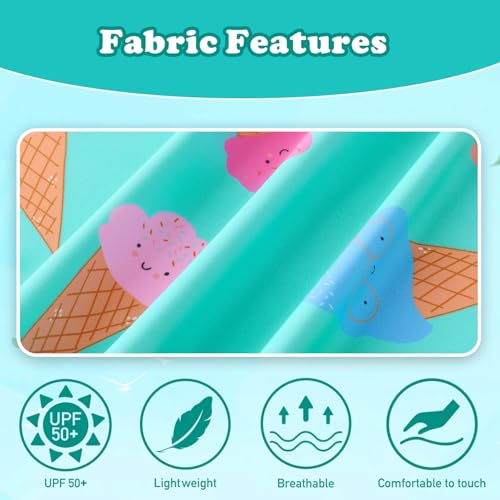 Image of UMELOK Girl Rash Guard Swimsuit 2-Pieces Long Sleeve Bathing Suit 4-12Years | Kids Swimwear Sets,UPF 50+ Sun Protection,Soft And Comfortable Fabric,Swimming Pool,Beach