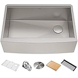 Kraus KWF210-33 Kore Workstation 16 Gauge Farmhouse Single Bowl Stainless Steel Kitchen Sink with...