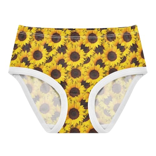 Little Girls' Soft Cotton Underwear Kids Breathable Comfort Sunflower Panties Briefs Toddler