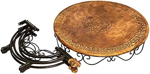 Wooden & Wrought Iron Outdoor Set (4 Chairs + 1 Folding Table) Folding Table with 4 Chair Set (Style- 5)