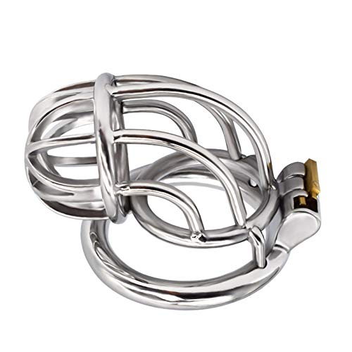 Gebogen Keuschheit PeniskäFig Edelstahl Vogel Schloss Keuschheitsgürtels Chastity Cage Male Penis Käfig Keuschheitskäfig Herren Extrem Bondage Peniskäfig Metall Abstinenz-Sexspielzeug Für Männer