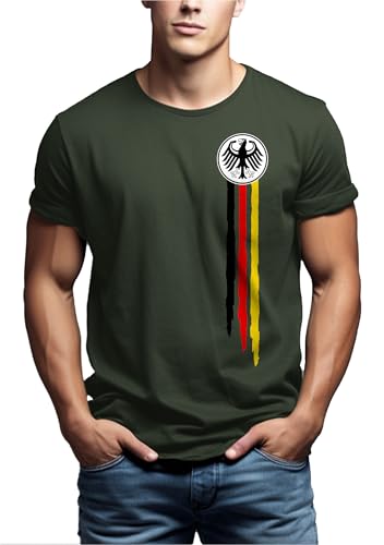 MAKAYA Camiseta Hombre Alemania Camiseta Águila Nacional Bandera Escudo Retro Eurocopa Mundial Fútbol T-Shirt Verde XXL