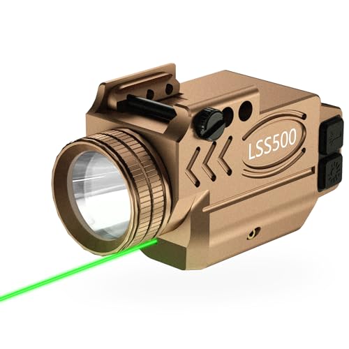 1000 Lumens Pistol Light Green Laser Combo, Aluminum Tactical Weapon Light with Momentary and Strobe Mode, Magnetic USB Rechargeable and Ambidextrous Button, Fits for Compact Rail Mount