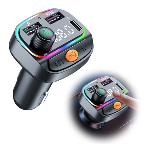 Transmisor FM Bluetooth para coche, adaptador inalámbrico 5.0, manos libres, reproductor MP3, soporte Hi-Fi, con luz ambiental - imagen 7