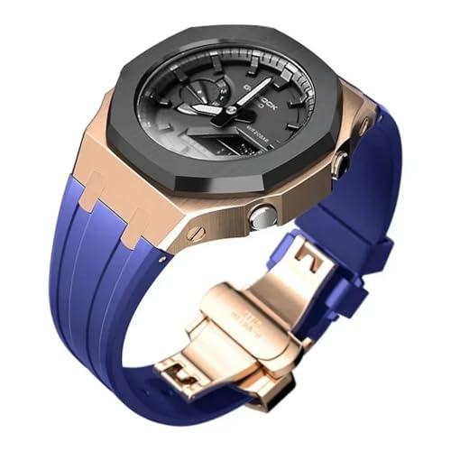 第4世代ステンレススチールケースラバーストラップ カシオG-shock GBM-2100シリーズウォッチ、GBM-2100 1A/2100 1a2/2100b-7a Modキット カシオアクセサリー用メタルベゼル (Rubber-RGNURGB)