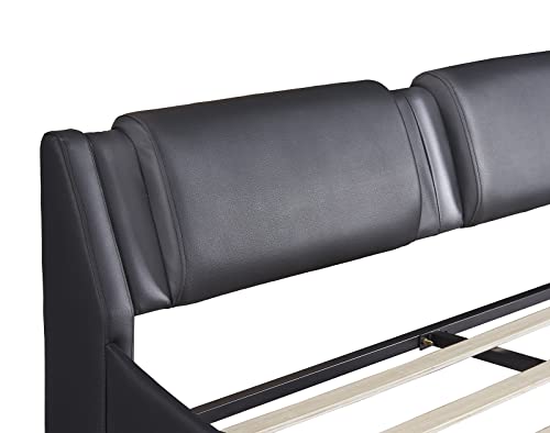 Anwick Full Size Modern Upholstered Platform Bed Frame With Led Lights Wave Like Smart Led Bed Frame With Headboard Full Low Profile Platform Bed Frame,Wood Slats,Easy Assemble (Black, Full) #TOP7