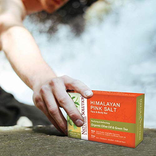 Natural Solution Himalayan Pink Salt Body Soap Bar - Moisturizing and Hydrating with Olive Oil and Green Tea, Gentle Cleanser for All Skin Types, 1 Piece for Soft Skin