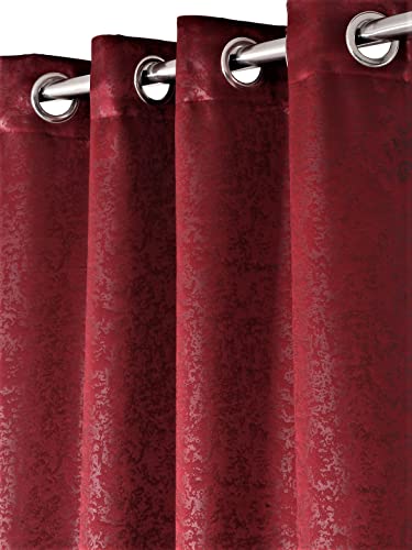 Image of Home Sizzler 2 Pieces Blackout Textured Eyelet Polyester Door Curtains - 7 Feet, Maroon