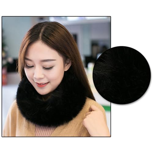 Queenbox 19.7in Faux Fur Winter Wrap Circle Loop Collar Scarves Neck Warmer for Winter Coat Dress, Red4