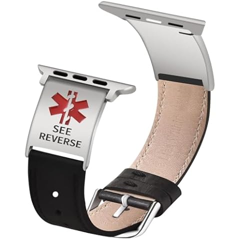 Free Custom Engraving Medical Alert Band Compatible with Apple Watch Series 9 Ultra SE 8 7 6 5 4 3 2 1, Personalized Medical ID iWatch Band for Women Men Cover