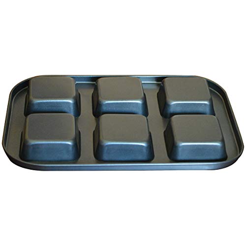 Twscvc Loaf Pan,Brownie Cake Pan,6-Cavity Nonstick Square Muffin Pan Blondie Bakeware, Heavy Duty Carbon Steel Pan For Oven Baking Cakes -Gray #TOP2