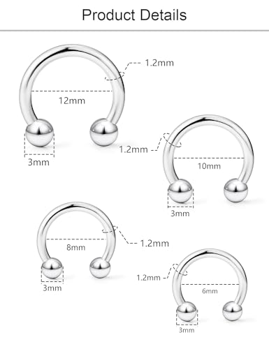 Lcolyoli 16g Septum Rings Internally Threaded Surgical Steel Septum Jewelry Lip Rings Hoop Labret Jewelry Smiley Piercing Jewelry Horseshoe Earrings Daith Piercing Jewelry for Women Men2