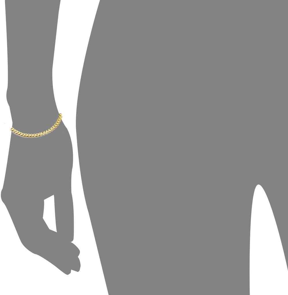 Floreo 10k Yellow Gold 4mm Solid Curb Cuban Chain Bracelet and Anklet 11 Inch