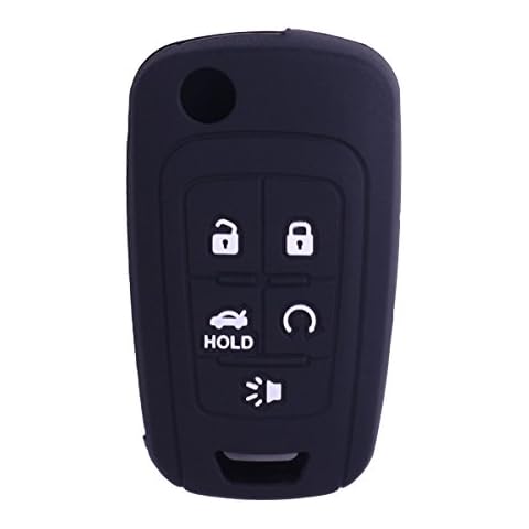 XUHANG Sillicone key fob Skin key Cover Remote Case Protector Shell for Chevrolet Camaro Cruze Limited Equinox Impala Limited Malibu Limited Sonic 5 Button Black Cover
