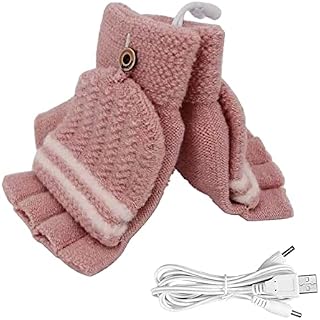 USB Heated Gloves,Full & Half Finger Cover Knit Gloves Mitten, Hand Warmer Gloves for Typing Winter Warm Laptop Gloves Mitten Washable Design