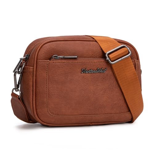 Image of Montana West Crossbody Bags for Women Cow Print Purse Triple Zip Shoulder Handbags with Wide Strap
