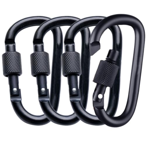 SoftcuteLee Aluminum Alloy Carabiner Heavy Duty D Ring Clip Hook Locking Carabiner D Shape Keychain Camping Accessories for Outdoor, Fishing, Hiking, Traveling, Fishing, Backpack