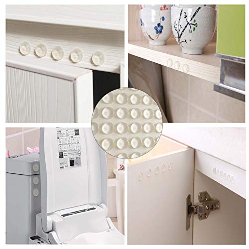 Self Adhesive Cabinet Door Bumpers 100 Pcs 1/2” Diameter Clear Adhesive Bumper Pads Quiet Gel Bumpers Transparent Rubber Feet Wall Protectors for Drawers Glass Tops Picture Frames Small Furniture