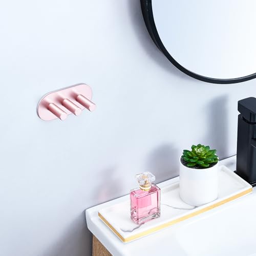 GGQ Zahnbürstenhalter Wand Ohne Bohren Elektrische Zahnbürste Halter, Aufsteckbürsten Halterung, Selbstklebend Zahnbürstenkopf Halter für Bad Zahnbürsten Aufbewahrung (Roségold, Klein) 3