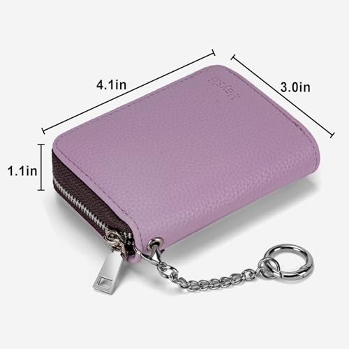 Image of Mayski Credit Card Holder, Zipper Credit Card Wallet for Women, Small Accordion Card Cases Holder, KeyChain Wallet, Business Card Holder, Purple