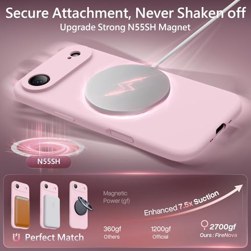 Image of FireNova Magnetic for iPhone Air Case, Compatible with MagSafe, [Integrated Silicone Camera Control Button] [Camera Protection] Microfiber Lining Phone Case for iPhone 17 Air, 6.5 inch, Chalk Pink