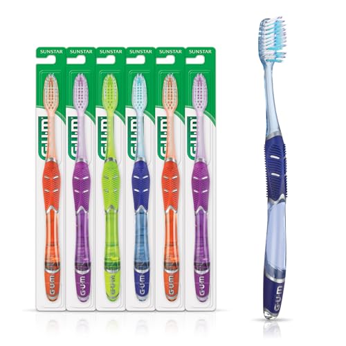 GUM Deep Clean Technique Toothbrush for Adults with Soft Ultra-Fine Tapered Bristles for Deeper Reach Full Head 1 Count (Pack of 6)