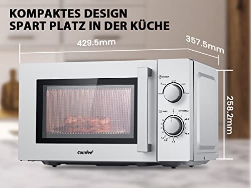Comfee-Microondas-CMSN-20-si-con-5-niveles-de-potencia-iluminacion-interior-facil-descongelacion-plato-giratorio-de-360-dos-reguladores-20-L-700-W-color-plateado