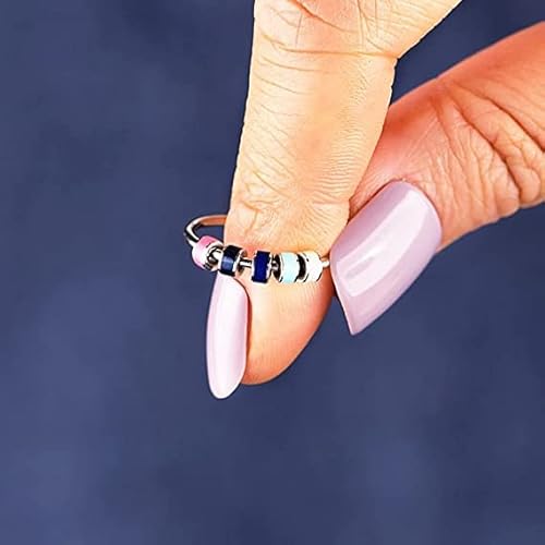 Liu Jun Enamel Fidget Rings For Anxiety For Women, To My Daughter Spinner Rings Color Beads Relief Rings For Girls Aesthetic Jewelry （Pink-5） #TOP3