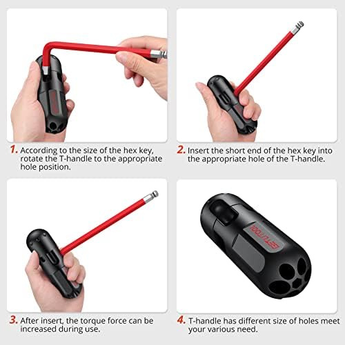GETLITOOL Hex Key Set, 18 PCS Allen Key Set & Torx Key Set, Cr-V Ball End Allen Wrench Set with Size-Coding & T-Handle 1.5mm-10mm, T10-T50 for Furniture Assembly, Bicycle Repair, Household DIY