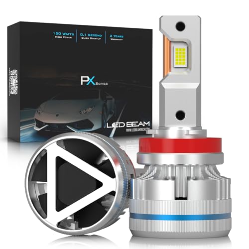 LEDBeam LED PX 150W Automotive Grade 7545 Chip 32000Lm 6000k White Car Headlight Bulbs with External Canbus Ballast Driver (12V,150W/2bulbs) (H8/H9/H1