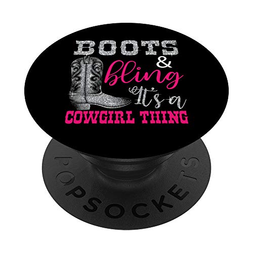 Funny Cowgirl Boots Bling Women Gift Cute Love Country Life PopSockets PopGrip: Swappable Grip for Phones & Tablets