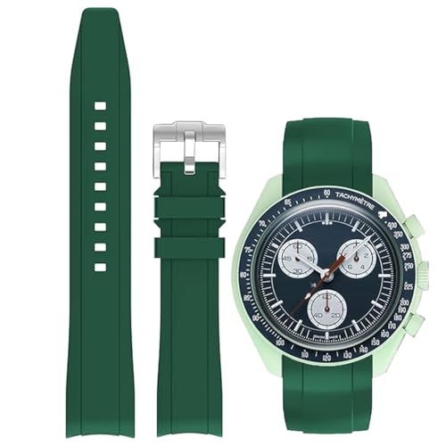 Image of Bands for MoonSwatch Watch,Curved end No Gap,Premium Silicone Rubber Watch Strap for Omega X Swatch Moonswatch Speedmaster /Rolex /SEIKO 20mm 22mm Watch Strap Replacement Band for Men Women